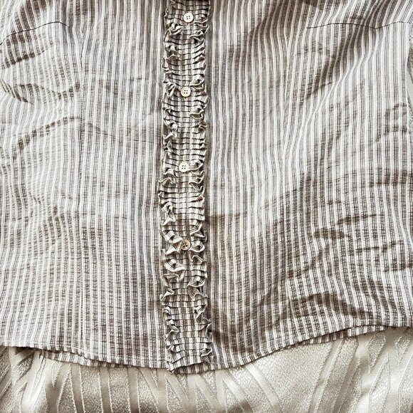 $869 Authentic ARMANI COLLEZIONI Made in ITALY Ruffled Sleeveless SILK Top Sz.10 - Picture 7 of 12